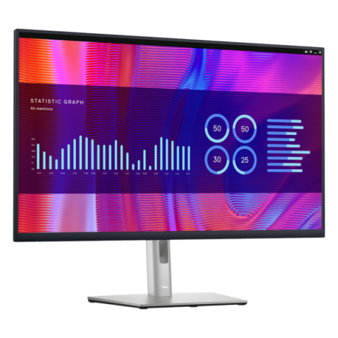 Dell - 32" P3225DE Monitor, IPS, 100Hz, 8mc, QHD (2560x1440), HDMI, DP, Type-C, USB-C Hub, Height, Pivot, Silver, Black