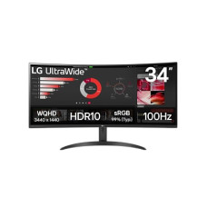 LG - 34" 34WR50QK-B Monitor, VA, 5mc, 100Hz, QHD (3440x1440), HDMI+Display Port, Black