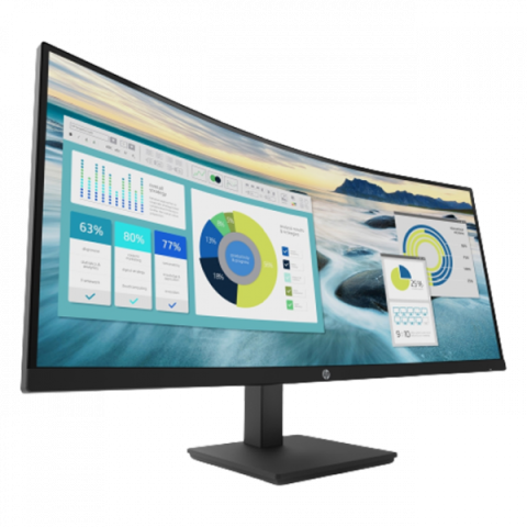 HP - 34" P34hc G4 Curved Monitor, VA, 5mc, 100Hz, WQHD (3440x1440), HDMI, DisplayPort, TypeC, Black